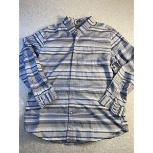 Eddie Bauer Mens Size Large Cotton Shirt Blue Striped Long Sleeve‎ Button Down